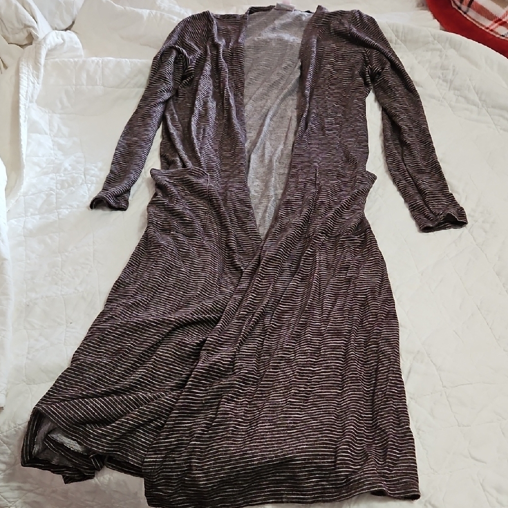 LuLaRoe Brown and Cream Long Sleeve Duster.